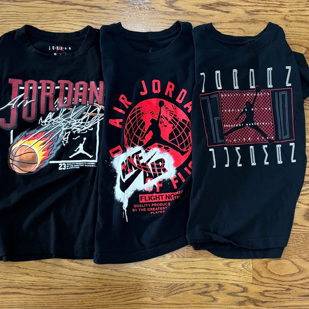 3 Jordan Kids Short Sleeve Tees - Black and Red